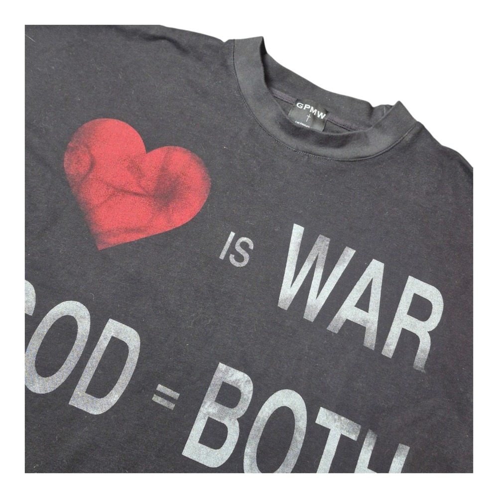 GPMW God's Plan My Work L Black Heart Is War God Both Graphic Cropped T-Shirt
